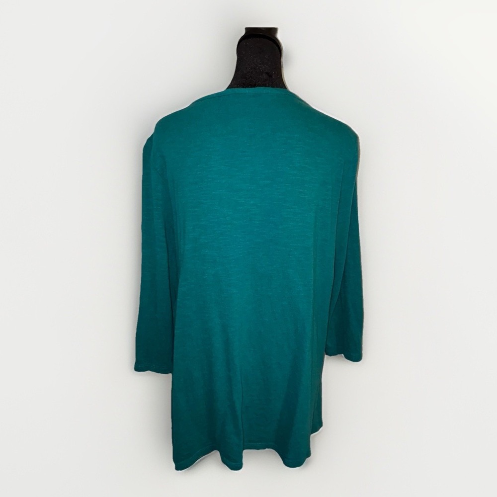 Chico's Lace Crocheted V-Neckline Tunic 3/4 Sleeve Womens Size Large Turquoise - Picture 3 of 5